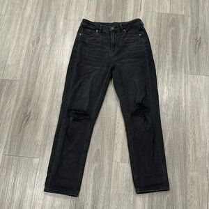 American Eagle Black Ripped High - Waisted Jeans
